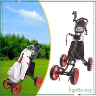 [FigatiaMY] Lightweight Aluminum Golf Push Cart Quick Fold 4 Wheel Trolley Cart with Foot Brake for 