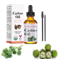 Castor Oil 2 oz-Cold Pressed Castor Oil Certified as 100% Pure Organic, Hexane-Free, Suitable for Ey