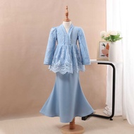RAYA Kebaya Peplum Lace Girls Baju Raya Kurung Kebaya Peplum Budak Perempuan 1-13Y Baju Muslimah Kan