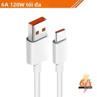 Cáp Sạc USB Loại C 120W 6A Sạc Nhanh Cho Xiaomi Civi 11T Pro Redmi Note 11 Pro+ Black Shark 4S - Chấ