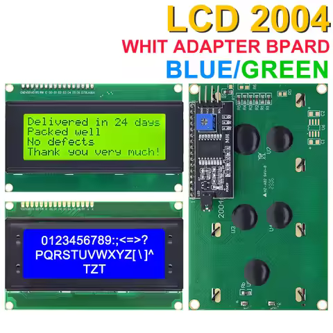 LCD2004+I2C LCD2004 20x4 2004A Blue Green Screen Character LCD IIC Serial Interface Adapter Module f