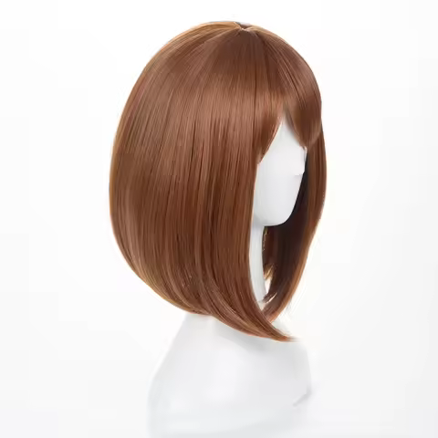 Short Brown Bob Heat Resistant Cosplay Costume Wig Anime My Hero Academia Ochako Uraraka Synthetic W