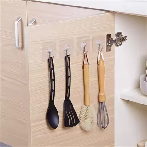10-30Pcs hook adhesive Stainless Steel Strong Self Adhesive Wall Hangers Hook for Kitchen Bathroom D