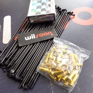 Spokes Nipples Spokes/ Black Spokes Gold Nipple Size 159