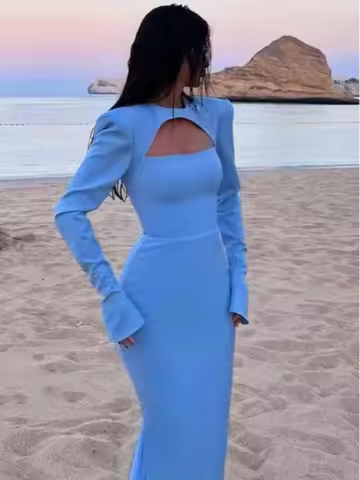 Modern Arabia Mermaid Prom Dresses Long Sleeves Muslim Formal Evening Dresses Women Party Gowns Cock