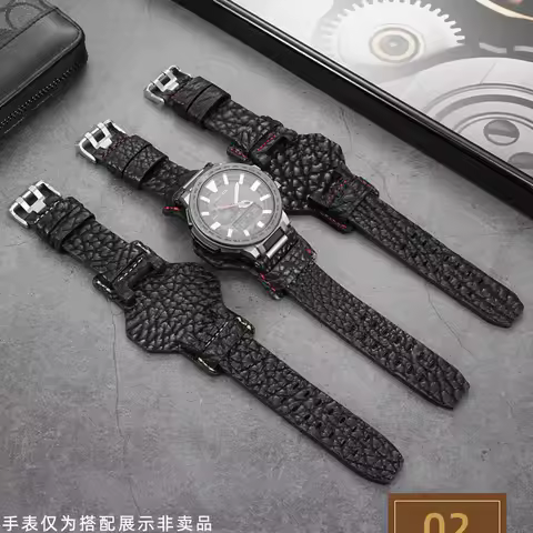 Genuine Leather Watch Strap With Mod Adapter Tray For Casio GWG‑B1000‑1A GWG B1000 3rd Gen Mudmaster