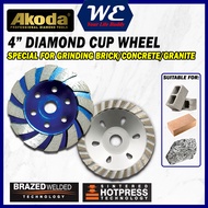 AKODA Heavy Duty Diamond Cup Wheel 4"/100mm Grey AS04-CW100GY / AS04-CW100B