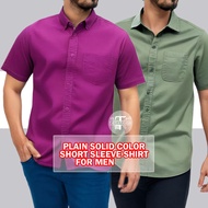 Plain Baju Lelaki Lengen Pendek Plain Cotton Shirt For Men | Kemeja Lelaki Oxford Cotton Short Sleev