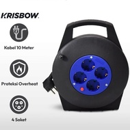 Krisbow 10 mtr Kabel Roll Cable Reel Terminal Colokan Listrik Peralatan Elektronik Kabel Sambungan G