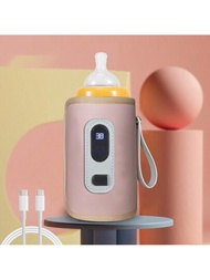 嬰兒暖奶器 便攜式暖奶器 Usb 旅行杯 牛奶加熱器 恆溫奶瓶蓋 5 檔溫度調節 可拆卸手持式暖器 適合室內 戶外 旅行駕駛