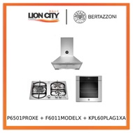 Bertazzoni P6501PROXE 60cm 3-Burner Gas Hob + F6011MODEL 11 Function Oven + KPL60PLAG1XA Hood