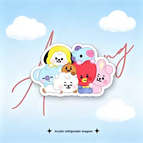 BT21 cartoon cute acrylic magnetic fridge magnet kawaii fan support anime merchandise sticker access
