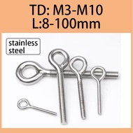 304 stainless steel closed hook with ring screw, lifting ring screw, sheep eye screw, galvanized screw  M3/M4/M5/M6/M8
