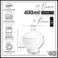 DAFIFY Soup Crocks พร้อมฝา400มล. ถ้วยซุปขาวสง่างามพร้อมฝาปิดชุด4จานซุปเครื่องล้างจานปลอดภัย