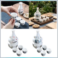[fixory] Ceramic Sake Set Cups with Warmer, Creative Sake Warmer Tool and 4 Cups for  Gift
