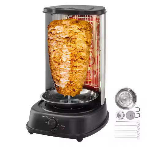 SucceBuy Countertop Shawarma Grill Machine Electric Stainless Steel Broiler Gyro Rotisserie Oven Don
