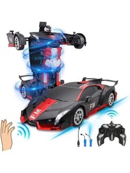 Nasjac Coche de Juguete de Control Remoto para Niños, 4WD Carro Acrobático RC Recargable con LED, 2.4GHz Coche Todoterreno Alta Velocidad 360° Rotación, Niño Niña Regalos de Cumpleaños