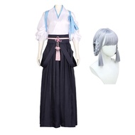 Kamisato Ayaka Cosplay Costume with Wig Kimono Stage Halloween Carnival Party Outfits Gift for Men W