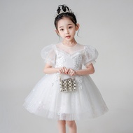 Children Princess Dress Kindergarten Performance Costume Dress Summer Trailing Dress 3-13 Years Old 