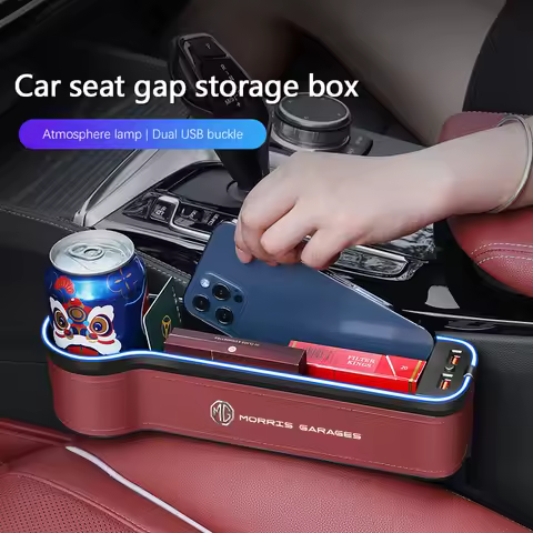 LED Car Seat Gap Box Phone Key Storage Stand For MG 4 5 6 7 Cyberster ES5 ONE MG5 Scorpio ZS HS MARV