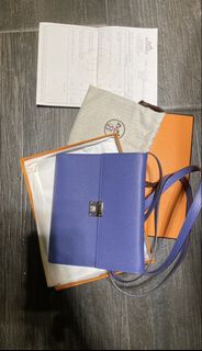 Hermes Kelly Wallet Epsom Leather Blue