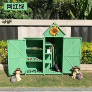 Outdoor Solid Wood Waterproof and Sun Protection Storage Cabinet Doorway Shoe Cabinet Courtyard Gardening Locker Balcony Toolbox Sundries Cabinet