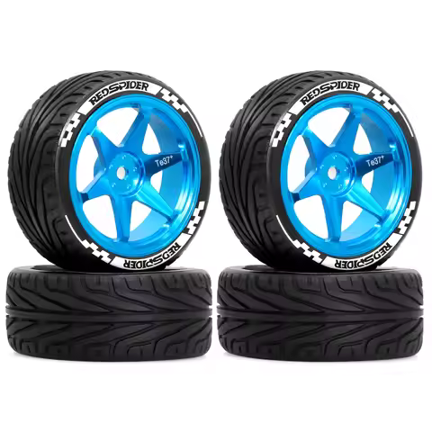 1/10 RC Rally Tire Set 68MM Metal Wheel Rim Tires for RC Rally Cars for TT01, TT02, XV01, TA06, PTG2