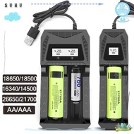 SUHUHD 18650 Battery Charger, 1 / 2 Slots Fast Charging Lithium Battery Charger, Portable USB Universal Intelligent LCD Battery Charging Base
