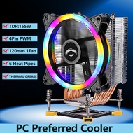 QIUzAim Tower Radiator 6 Heat Pipe Installing LGA775 115x 1200 1700 i5 i7 PC Cooling 120mm Fan Effic