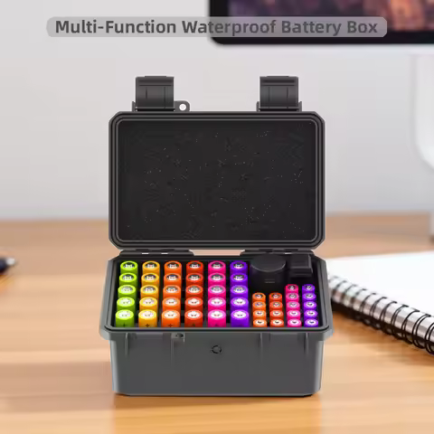 Multi Slots 18650 21700 Batteries Storage Case AA /AAA/ Coin Battery Case Holder with Battery Tester