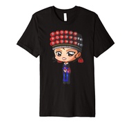 Hmong Asian American Chibi Girl Hmong Costume Hmong Hat Premium T-Shirt