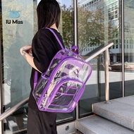 IU MISS Waterproof Transparent Backpack Large Capacity PVC Clear Shoulder Bag Fashion Korean Style Students School Bag Outdoor