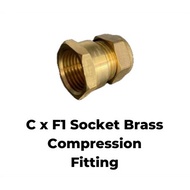 C x F1 Socket Brass Compression Fitting Inch Size 15mm x 1/2'' , 22mm x 3/4'', 28mm x 1"
