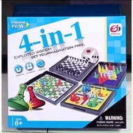Mainan Magnetic Board Game 4 in 1 Catur Ludo Ular Tangga Halma // Mainan Anak Papan Board Game Murah