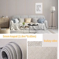2.8m*0.65m Self-adhesive Wallpaper With Linen Pattern, Living Room, Bedroom, Plain Solid Color