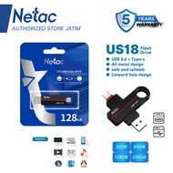[Authorized Store] Netac OTG Flashdisk US18 USB 3.2 + Type-C Dual Flash Drive 32GB/64GB/128GB Flash 