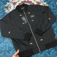 D.G Bomber Jacket with Crown Embroidery Pattern and Logo on Chest - D.G 2-Layer Wind Embroidered Jac