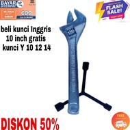 KUNCI INGGRIS 10INCH kunci inggris 10 in paket kunci inggris 10 inch dan kunci y 10 12 14 kunci ingg
