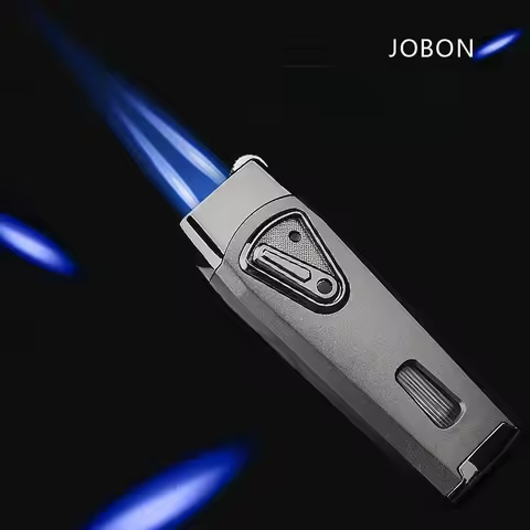 JOBON Creative Metal Outdoor Windproof Butane Gas Lighter Blue Flame Turbo 2 Torch Jet Cigar Lighter