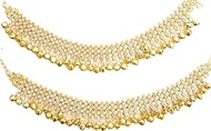 Traditional Indian Fashion Bollywood Ethnic Gold Kundan Ghungroo Beads Payal Anklets