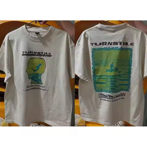 Turnstile Brain Dead tour concert short sleeve white 2 side shirt