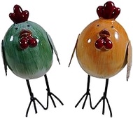 B-G L164 Set of 2 Chicken & Rooster Orange Green 13 x 7 cm Easter Decorative Figure Animal Figure Ta