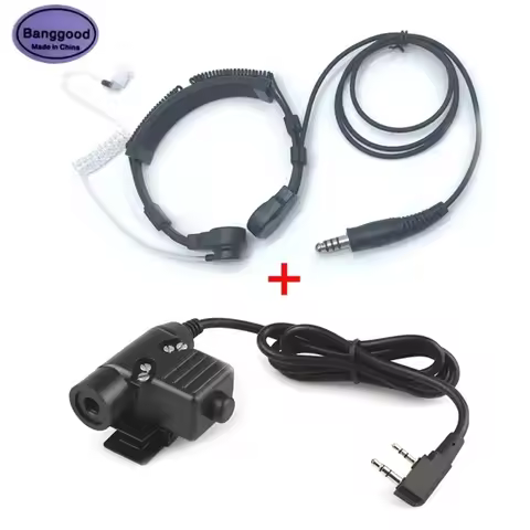 Air Tube Throat Vibration Mic Headset + Z Tactical U-94/A U94 PTT for Kenwood Baofeng UV-5R UV-5RE P