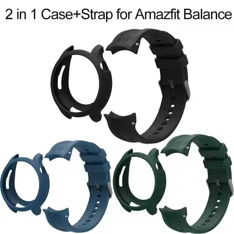 Correa de silicona suave + funda para reloj Amazfit Balance, pulsera deportiva, funda protectora par