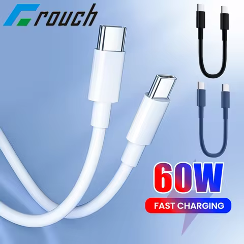 Crouch 30CM Short Cable USB Type C To Type C 60W Fast Charging USBC To C Data Cable For iphone 15 16