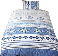 Merry Night Double Sided Zipper Duvet Cover "Kilim" Blue Single Long Approx. 59.1 x 82.7 inches (150