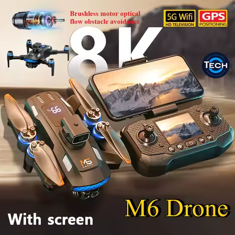 2025 M6 Drone 8K Professional HD Camera Drones 5G WIFI FPV 4k UAV Large Screen Remote Control Mini R