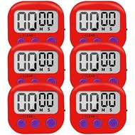 6 Pack Small Digital Kitchen Timer Magnetic Back and ON/Off Switch,Minute Second Count Up Countdown 