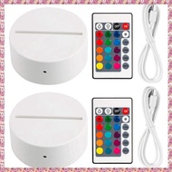 [W Y D H] 2 Pack 3D Night LED Light Lamp Base + Remote Control + USB Cable, 16 Colors Light Show Dis