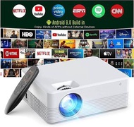 Projector Android 9.0, Smart Projector WiFi Bluetooth Outdoor Projector Wireless1080P Supported, 600